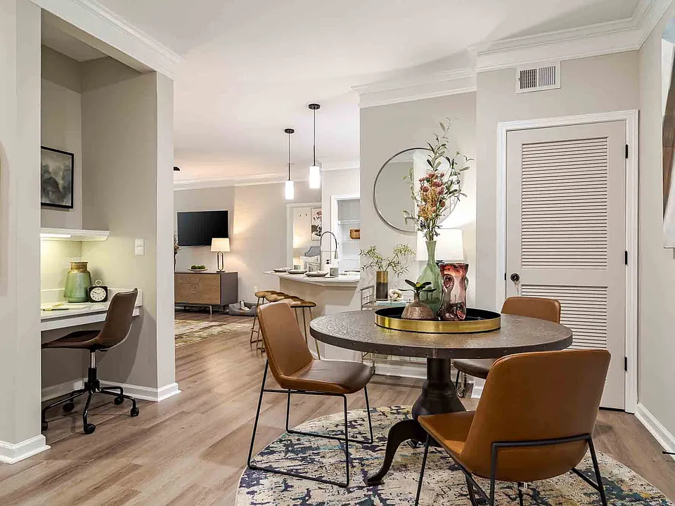 Separate dining room with work station.