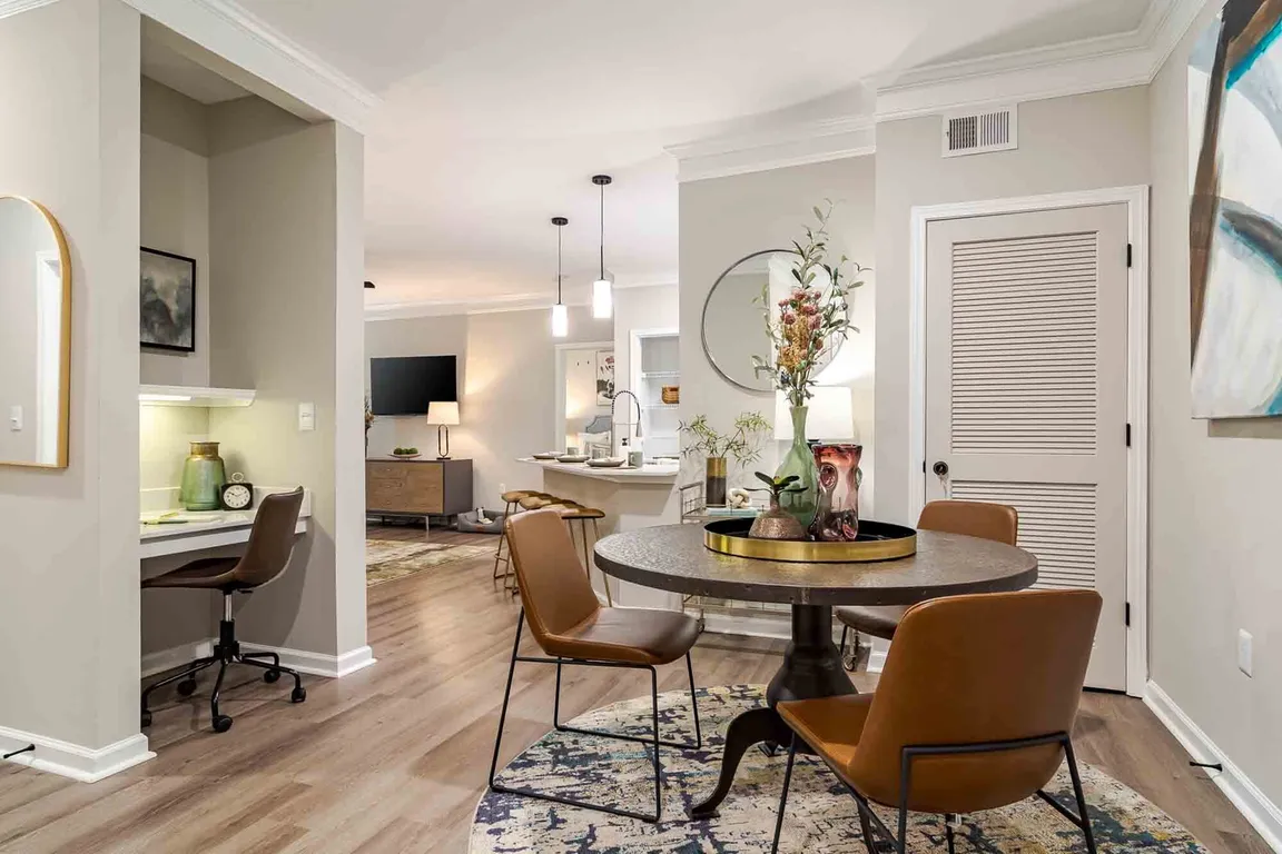 Separate dining room with work station.
