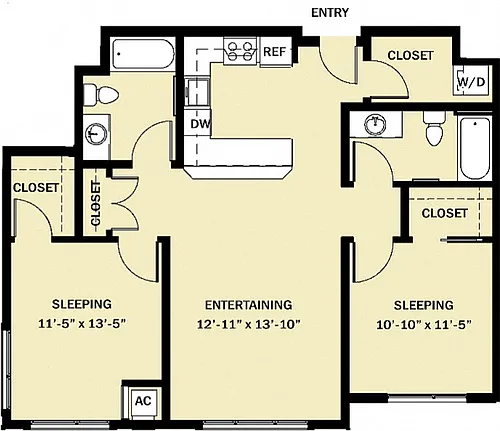 Floor plan 2 Bedroom 2 Bath C5