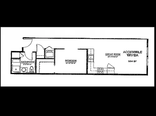 Floor plan 1X1 D