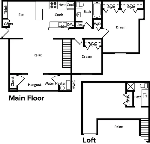 Floor plan Evergreen with Loft (Renovated)