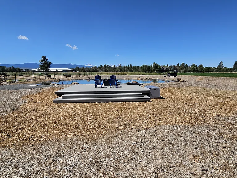 Shared deck over looking pond
