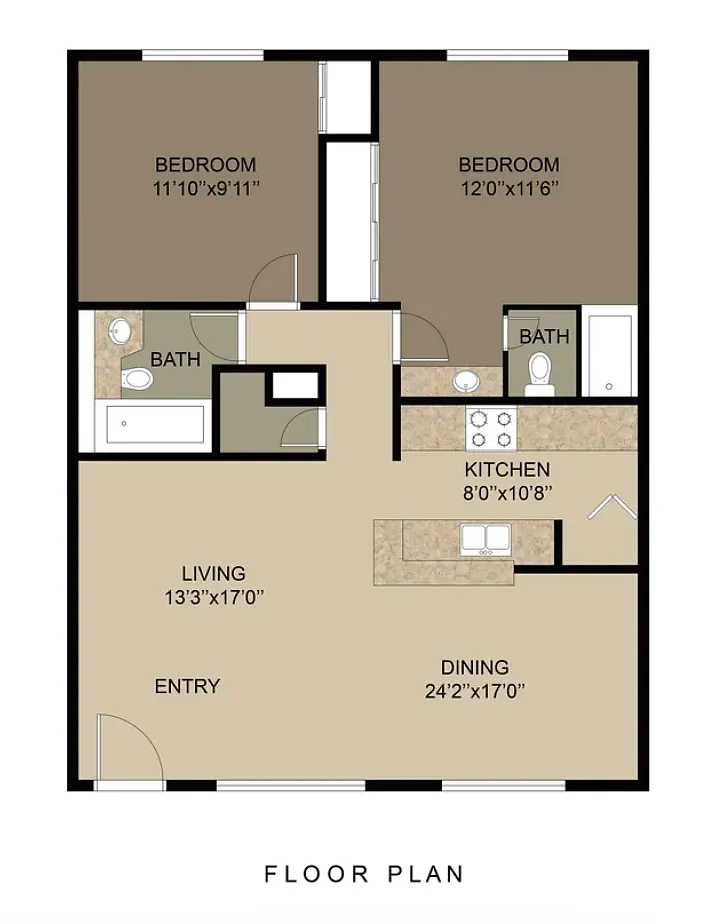 Floor plan 2 Beds 2 Baths