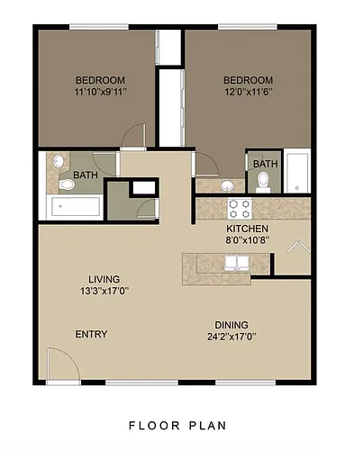 Floor plan 2 Beds 2 Baths