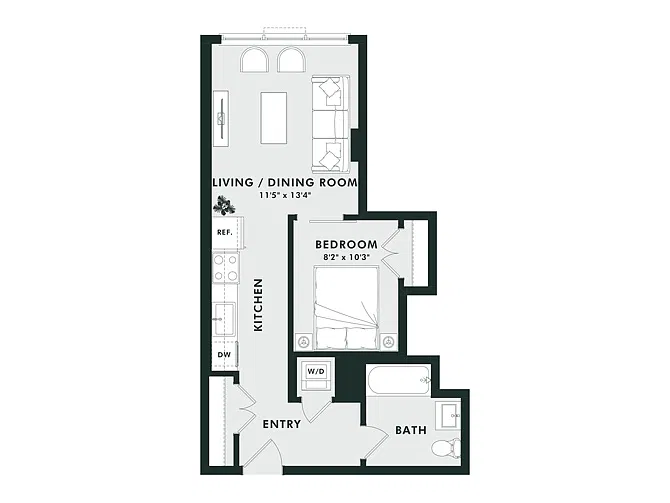 Floor plan A4 | Jr 1 Bed | 1 Bath