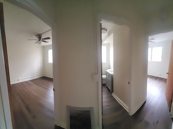 Bed 1, bath, bed 2, from hallway