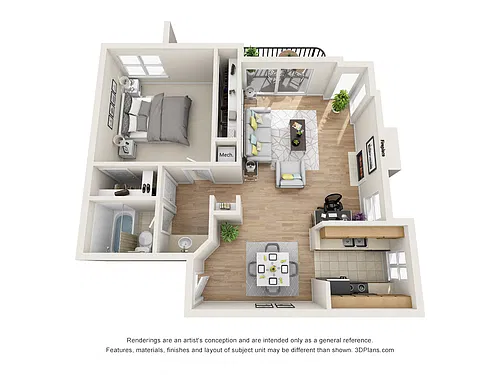 Floor plan 1 Bed 1 Bath Ambassador