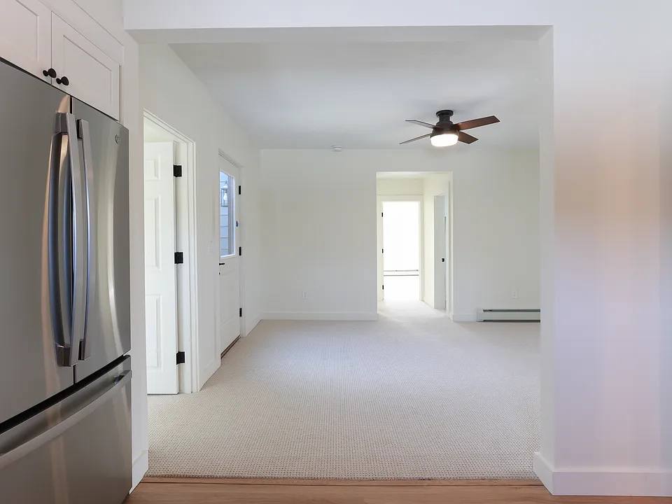 Kitchen looking into dining area