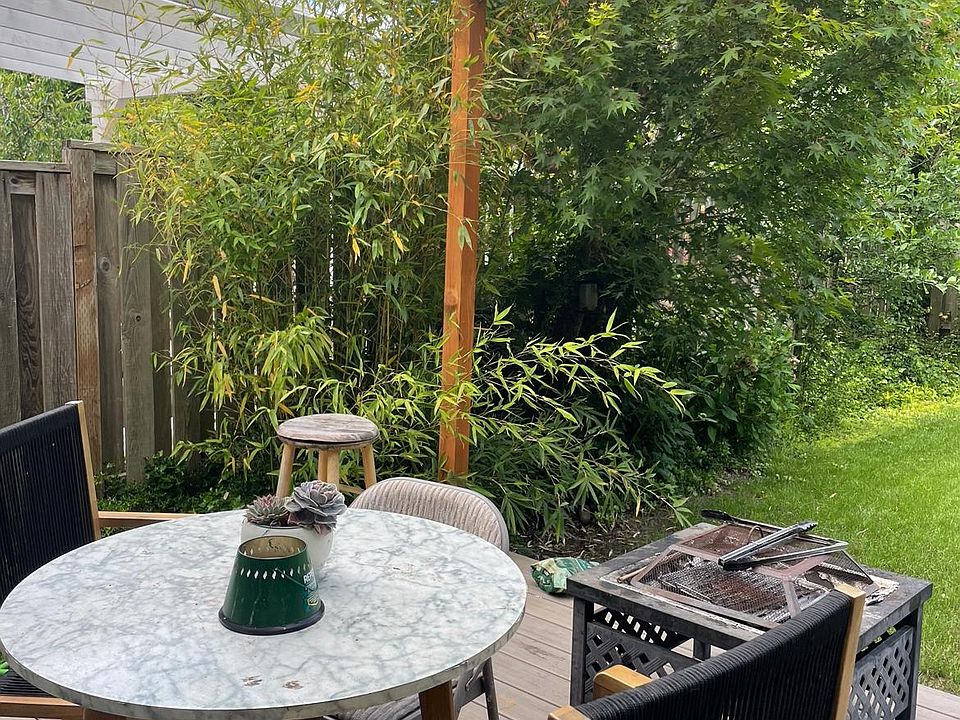 Back yard patio with full of landscaping