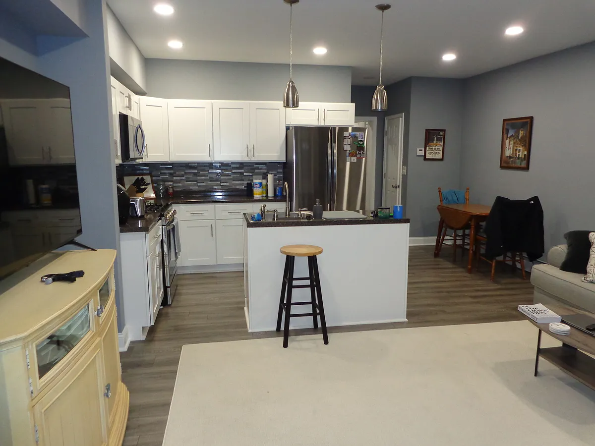 Open concept view from living room - 4421 Baker St #1