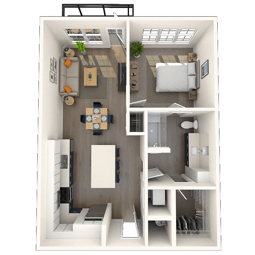 Floor plan A5.2 1x1 744 SF