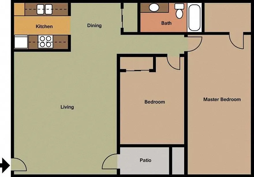 Floor plan 2 Bedroom 1 Bathroom Medium