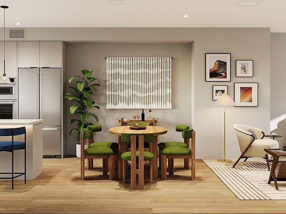 Signature Collection I 4-Bedroom Townhome kitchen, dining, and living areas (Rendering)