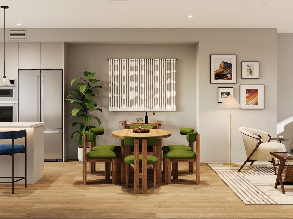 Signature Collection I 4-Bedroom Townhome kitchen, dining, and living areas (Rendering)