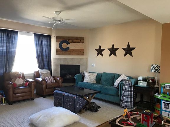 Living area with fireplace