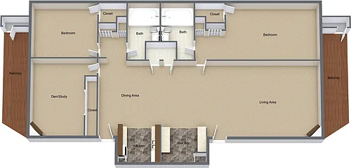 Floor plan Two Bedroom Den