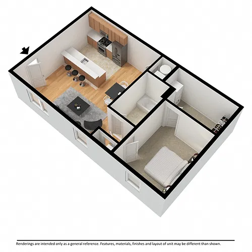 Floor plan 1 Bedroom, 1 Bath