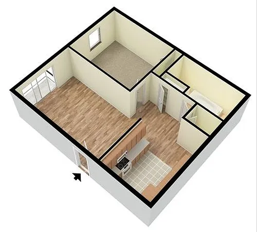 Floor plan Concord 1 Bedroom - Stackable W/D Included
