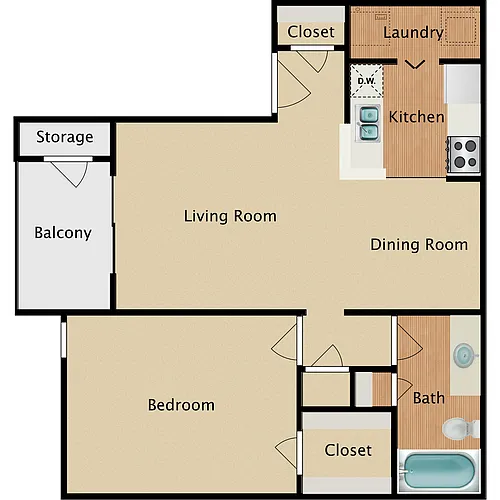 Floor plan 1 Bedroom 1 Bath
