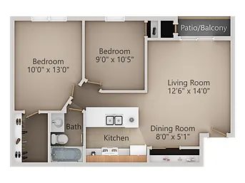 Floor plan 2 Bedroom Meduim