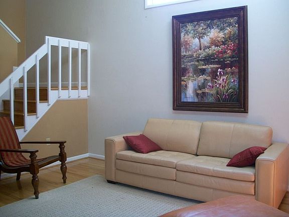 Living room with vaulted ceiling