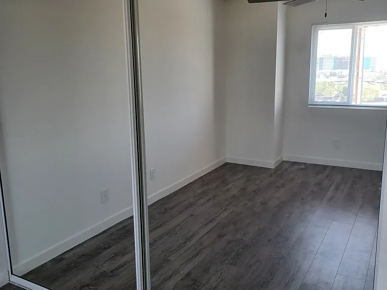bright bedroom with a view