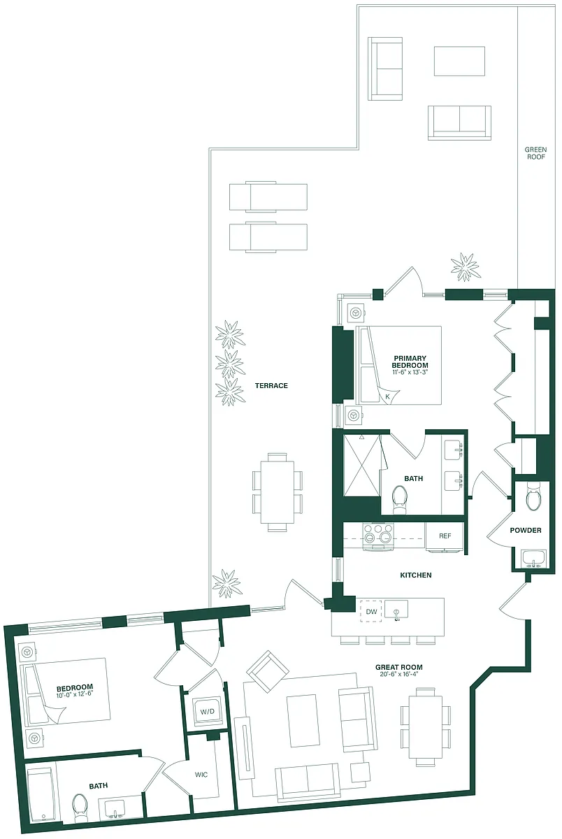 Floor plan 2 Bed/2.5 Bath-2J