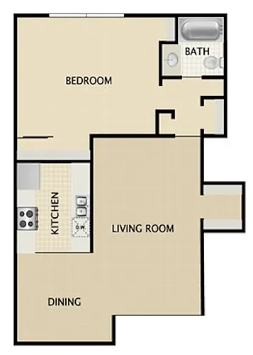 Floor plan 1 BEDROOM 1 BATH 719 sq. ft