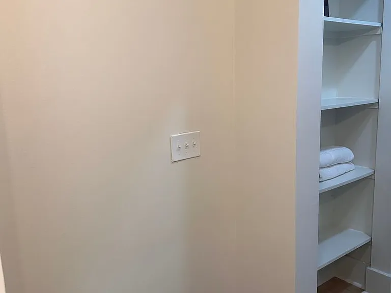 Additional space and storage in the bathroom.