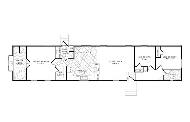 Floor plan 3-Bedroom 2-Bath Solitaire Home