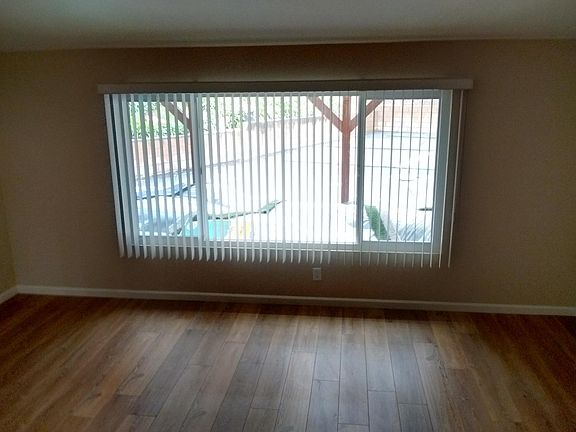 Living room with backyard view