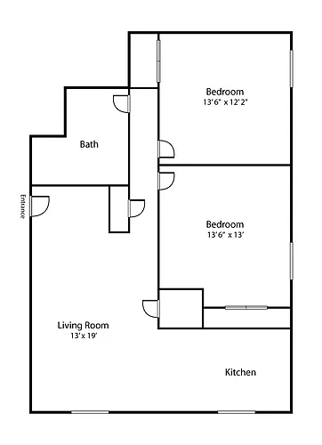 Floor plan 2 Bed/1 Bath