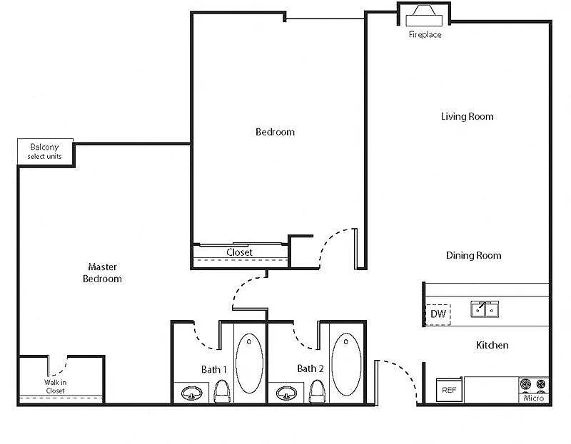 Floor plan 2 Bed 2 Bath C