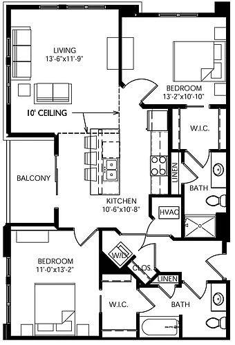 Floor plan 2 Bedrooms