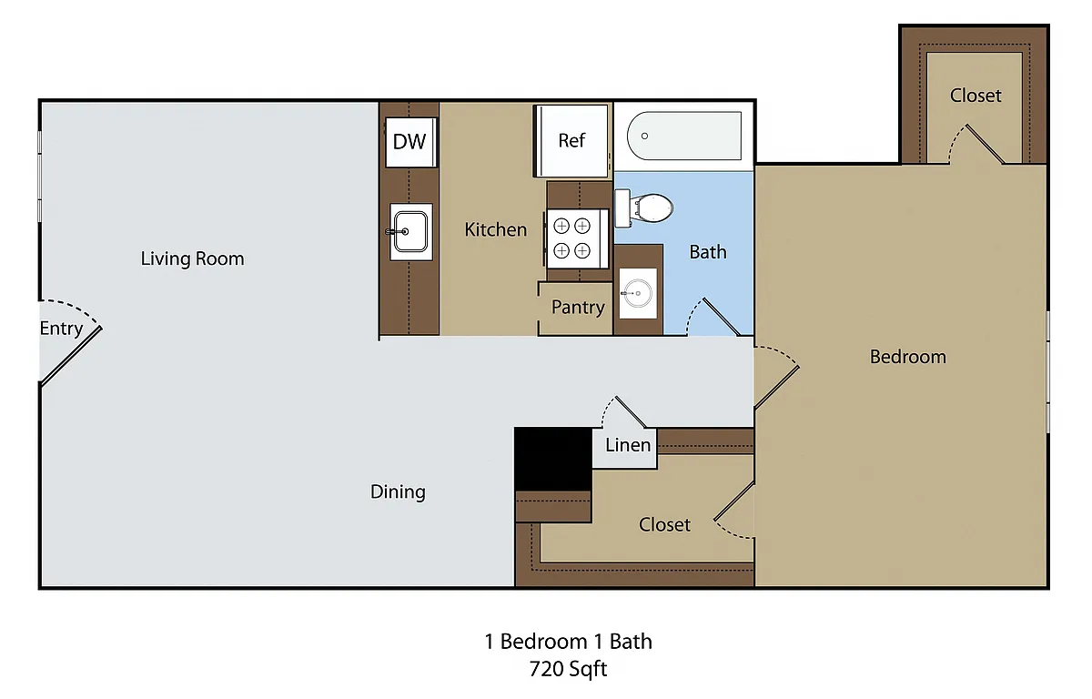 Floor plan 1 BR 1 BA