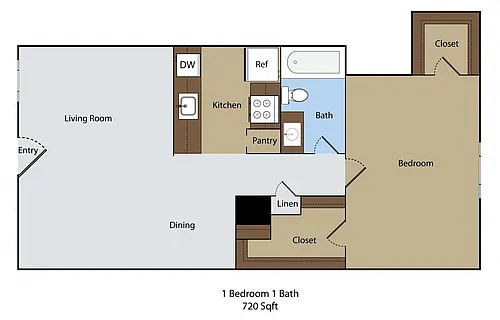 Floor plan 1 BR 1 BA