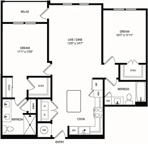 Floor plan B1 - 2X2