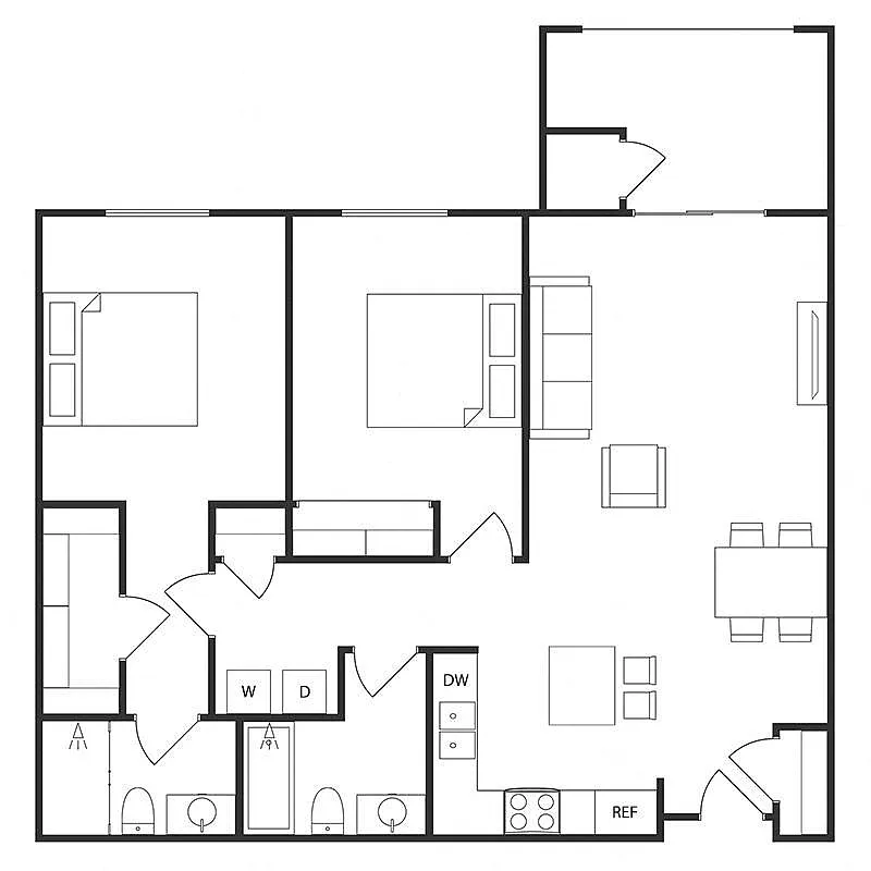 Floor plan 2 BED 2 BATH