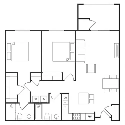 Floor plan 2 BED 2 BATH