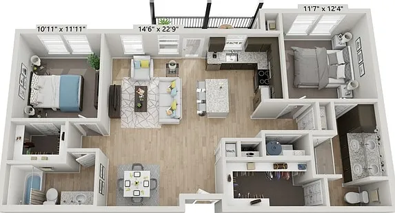 B1-2BR/2BA | 2x2 | 1093 sq ft B1-2BR/2BA | 2x2 | 1093 sq ft