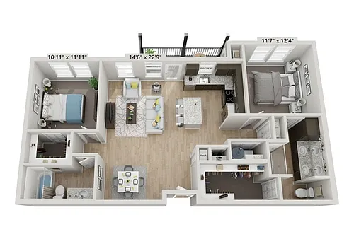 Floor plan B1-2BR/2BA