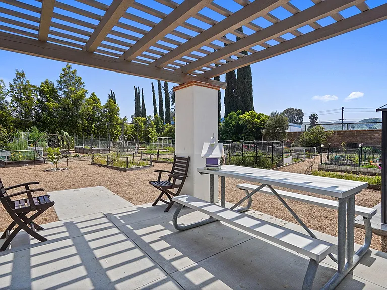community garden sitting area
