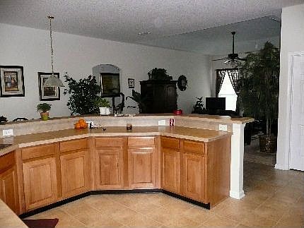 Kitchen opens to family room