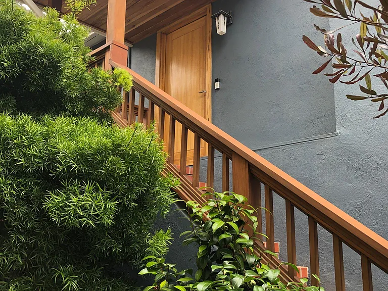 Front stairs and door