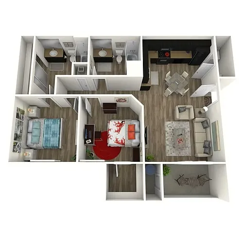 Floor plan 2 Bedroom 2 Bath B3