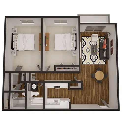 Floor plan 2x2 - 915 sqft - Reno