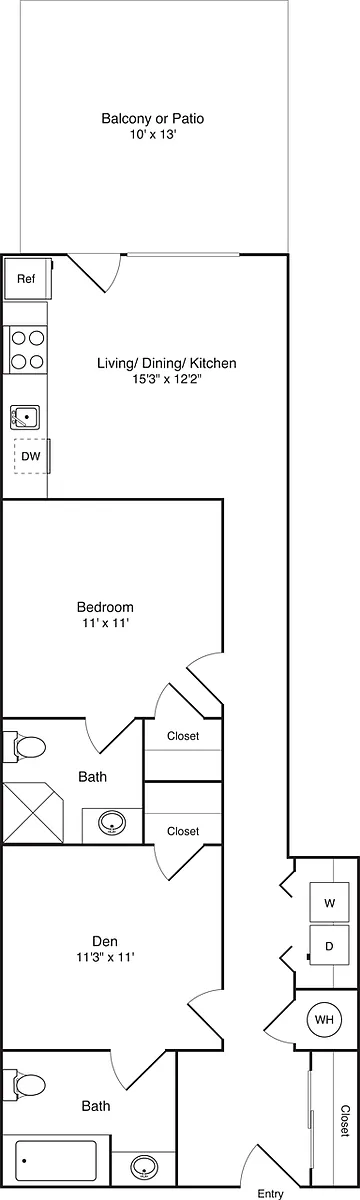 Floor plan 1 Bedroom with Den