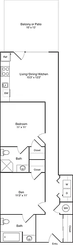 Floor plan 1 Bedroom with Den