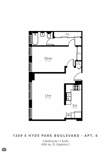 Floor plan 1 Bed | 1 Bath (B2)