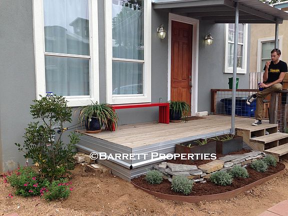 front porch & flower beds